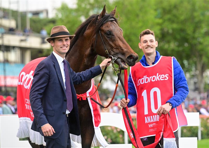 MELBOURNE, AUSTRALIA - OCTOBER 22: Trainer James Cummings poses after Anamoe won Race 9, the Ladbrokes Cox Plate,  during Cox Plate Day at Moonee Valley Racecourse on October 22, 2022 in Melbourne, Australia. (Photo by Vince Caligiuri/Getty Images)