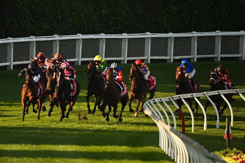 MELBOURNE, AUSTRALIA - OCTOBER 22: Craig Williams riding Bella Nipotina turns into the straight before winning race 11, the Ladbrokes Manikato Stakes during Cox Plate Day at Moonee Valley Racecourse on October 22, 2022 in Melbourne, Australia. (Photo by Vince Caligiuri/Getty Images)