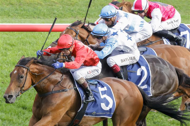 SYDNEY, AUSTRALIA - OCTOBER 22: Kerrin McEvoy on Promise Of Success wins race 9 The Invitation during Spring Champions Stakes Day at Royal Randwick Racecourse on October 22, 2022 in Sydney, Australia. (Photo by Jenny Evans/Getty Images)