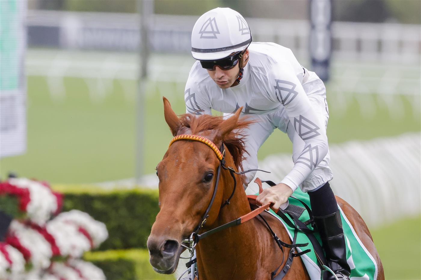 SYDNEY, AUSTRALIA - OCTOBER 22: Jason Collett on Kote wins race 6 the Grainshaker Brian Crowley Stakes during Spring Champions Stakes Day at Royal Randwick Racecourse on October 22, 2022 in Sydney, Australia. (Photo by Jenny Evans/Getty Images)