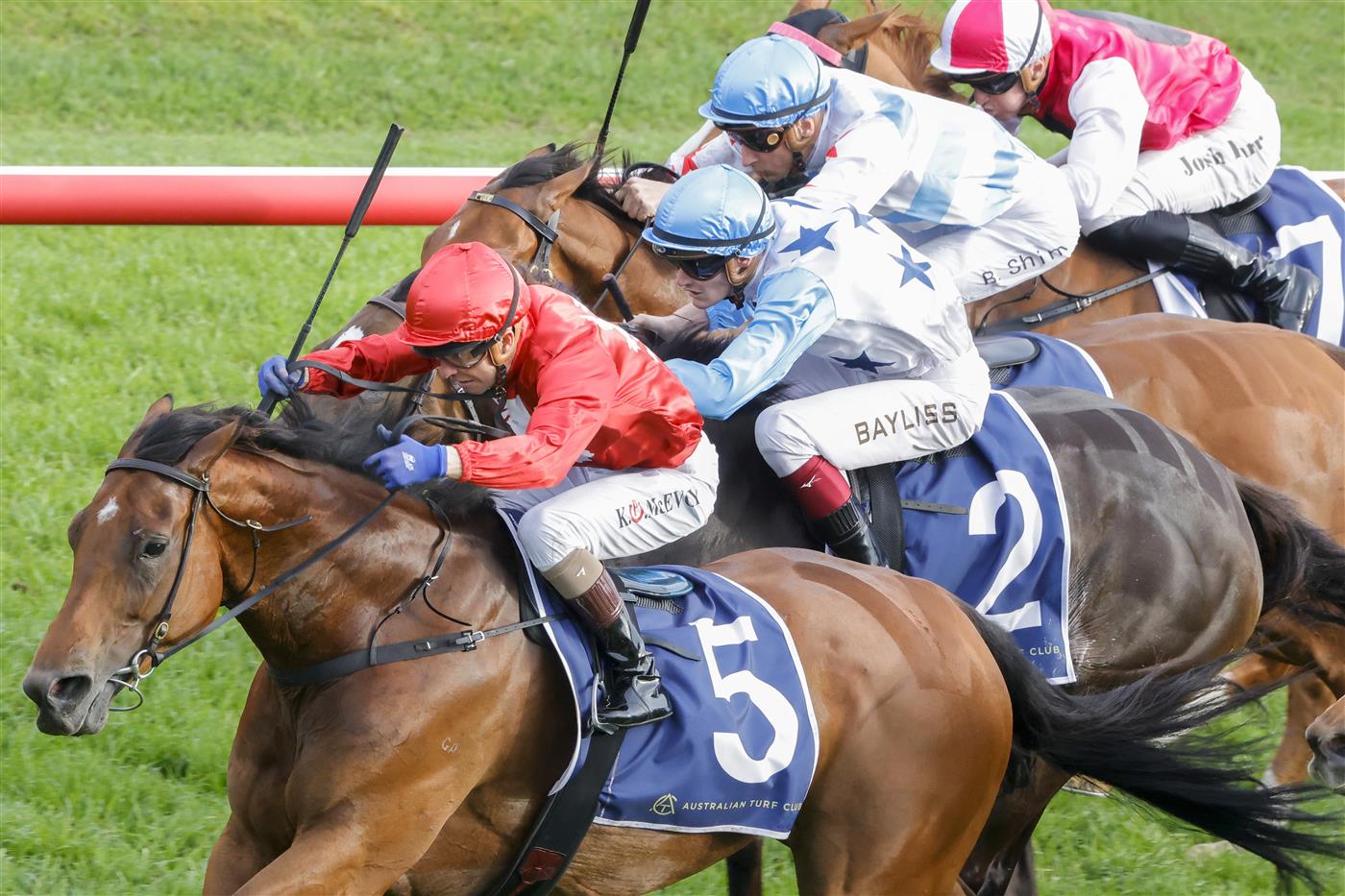 SYDNEY, AUSTRALIA - OCTOBER 22: Kerrin McEvoy on Promise Of Success wins race 9 The Invitation during Spring Champions Stakes Day at Royal Randwick Racecourse on October 22, 2022 in Sydney, Australia. (Photo by Jenny Evans/Getty Images)