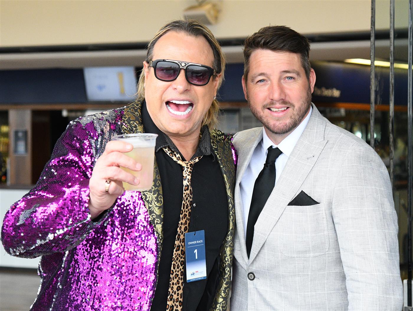 MELBOURNE, AUSTRALIA - OCTOBER 22: Warwick Capper and and Dale Thomas are seen during Cox Plate Day at Moonee Valley Racecourse on October 22, 2022 in Melbourne, Australia. (Photo by Vince Caligiuri/Getty Images)
