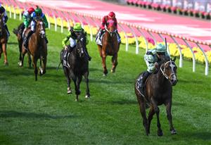 MELBOURNE, AUSTRALIA - OCTOBER 22: James McDonald riding Francesco Guardi winning Race 8, the Mccafe Moonee Valley Gold Cup, during Cox Plate Day at Moonee Valley Racecourse on October 22, 2022 in Melbourne, Australia. (Photo by Vince Caligiuri/Getty Images)