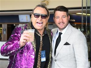 MELBOURNE, AUSTRALIA - OCTOBER 22: Warwick Capper and and Dale Thomas are seen during Cox Plate Day at Moonee Valley Racecourse on October 22, 2022 in Melbourne, Australia. (Photo by Vince Caligiuri/Getty Images)