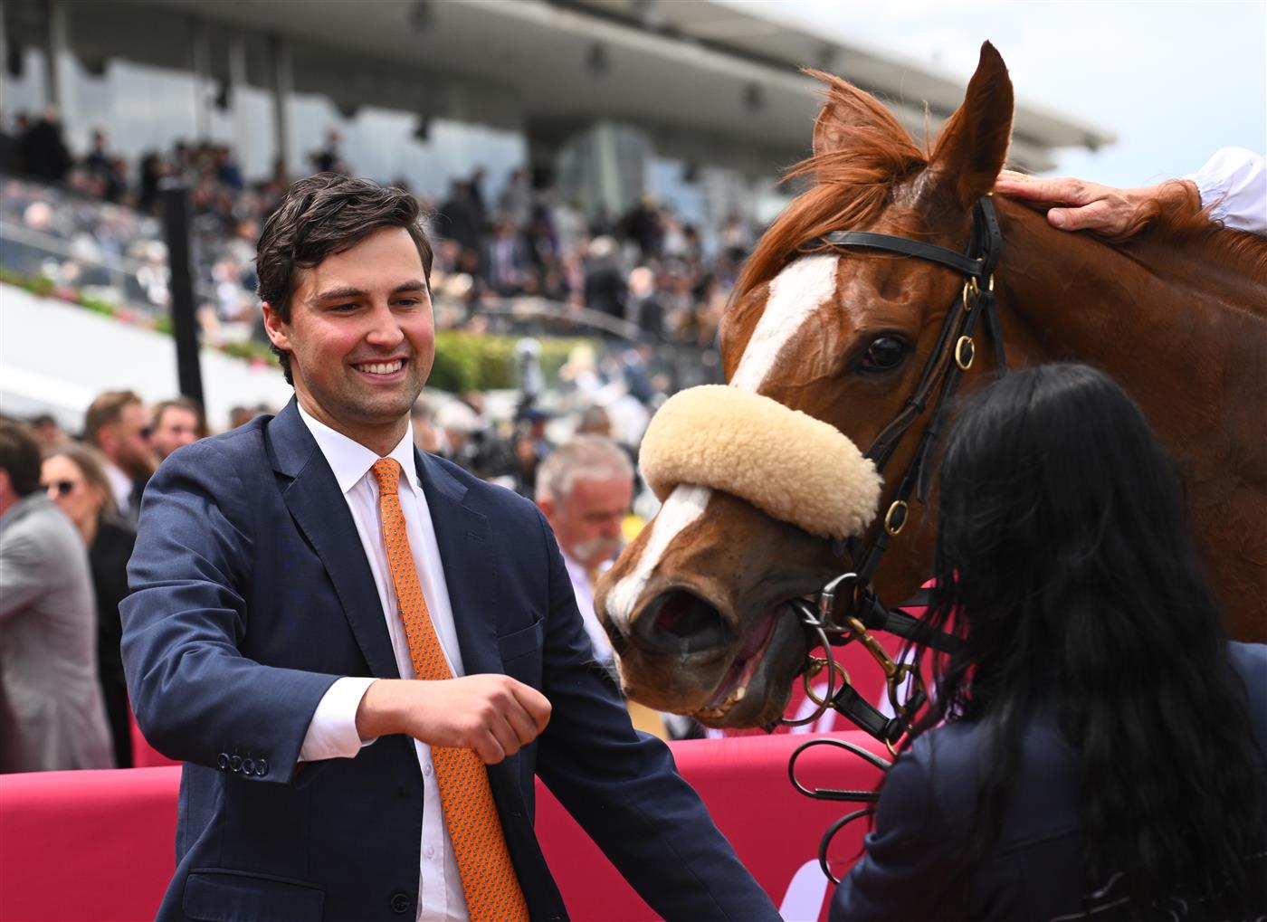 MELBOURNE, AUSTRALIA - OCTOBER 29: Trainer Sam Freedman is seen after Argentia won Race 3, the Paramount+ Rising Fast Stakes, during 2022 Penfolds Victoria Derby Day at Flemington Racecourse on October 29, 2022 in Melbourne, Australia. (Photo by Vince Caligiuri/Getty Images)