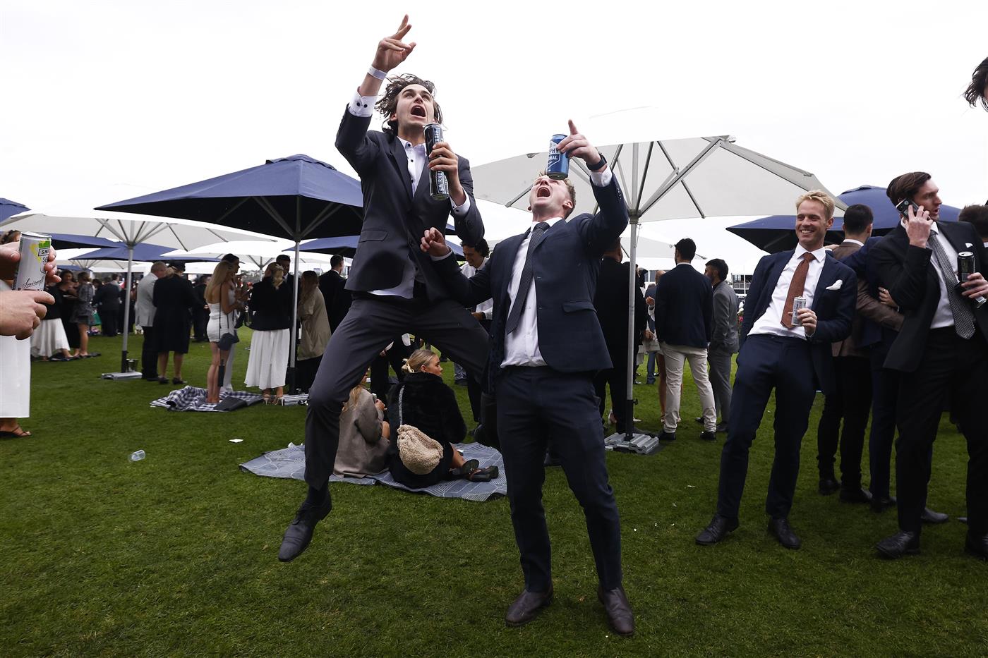 MELBOURNE, AUSTRALIA - OCTOBER 29: Racegoers are seen during 2022 Penfolds Victoria Derby Day at Flemington Racecourse on October 29, 2022 in Melbourne, Australia. (Photo by Daniel Pockett/Getty Images)