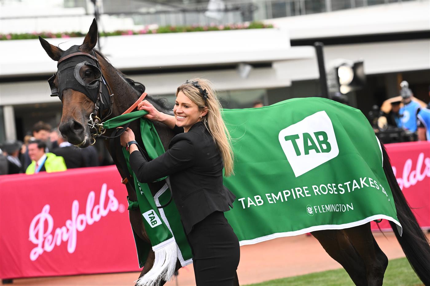 MELBOURNE, AUSTRALIA - OCTOBER 29:  Icebath after winning Race 8, the Tab Empire Rose Stakes, during 2022 Penfolds Victoria Derby Day at Flemington Racecourse on October 29, 2022 in Melbourne, Australia. (Photo by Vince Caligiuri/Getty Images)