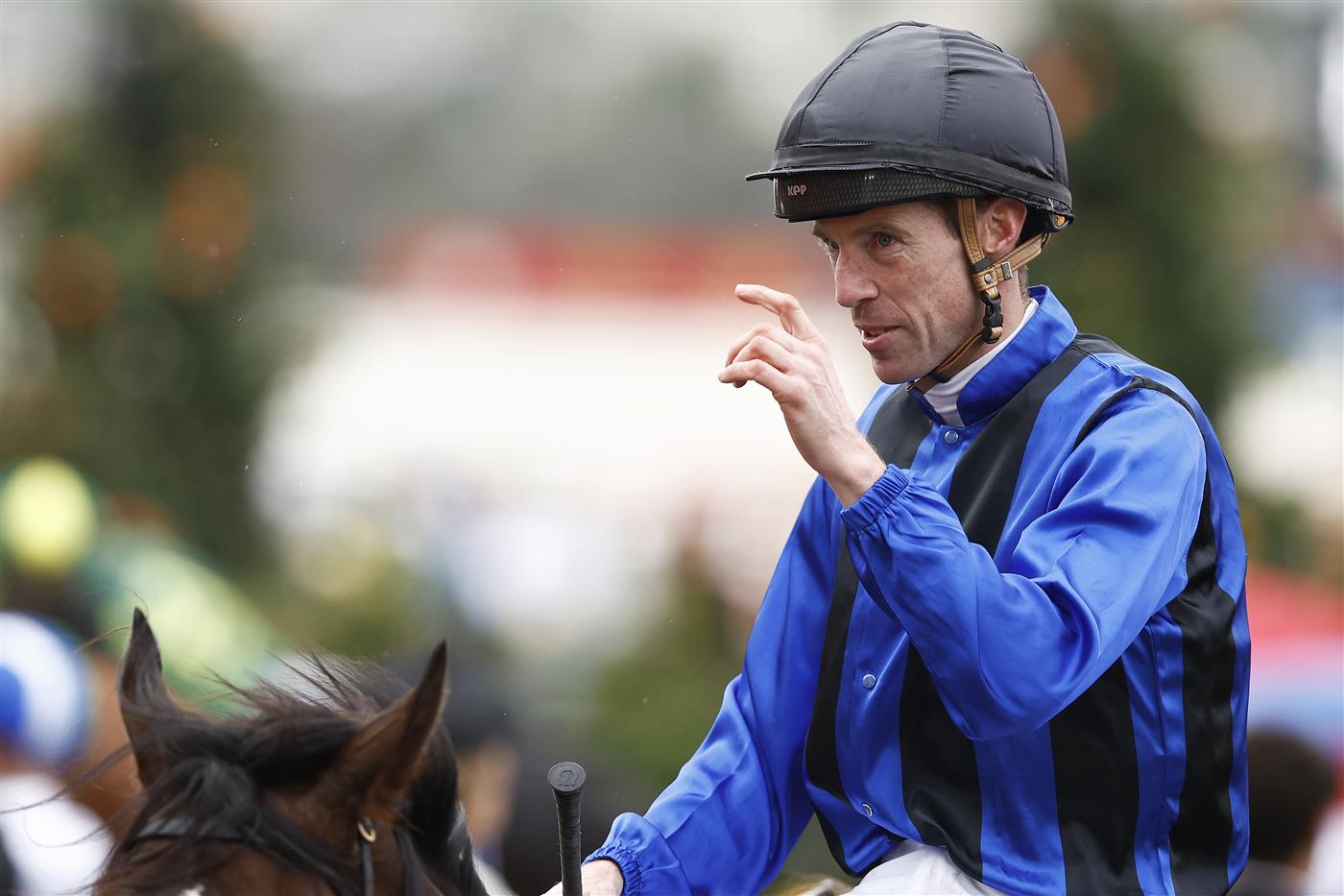 MELBOURNE, AUSTRALIA - OCTOBER 29: John Allen rides #2 Ashfoora after winning race nine the Furphy Sprint during 2022 Penfolds Victoria Derby Day at Flemington Racecourse on October 29, 2022 in Melbourne, Australia. (Photo by Daniel Pockett/Getty Images)