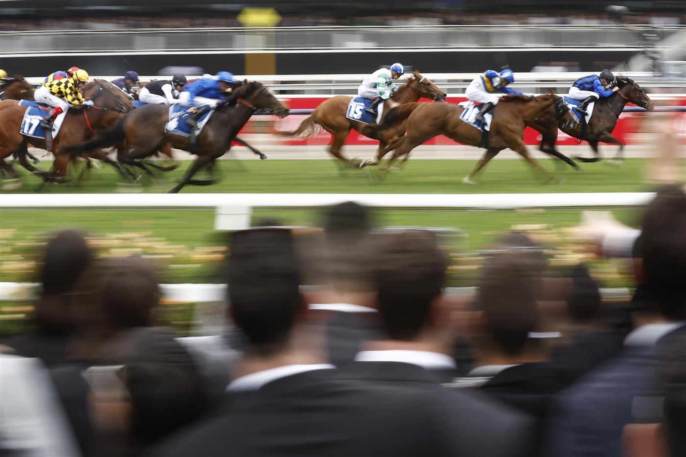 MELBOURNE, AUSTRALIA - OCTOBER 29: John Allen rides to Asfoora to win race 9 the Furphy Sprint during 2022 Penfolds Victoria Derby Day at Flemington Racecourse on October 29, 2022 in Melbourne, Australia. (Photo by Darrian Traynor/Getty Images)