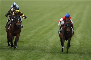 MELBOURNE, AUSTRALIA - OCTOBER 29:  Craig WIlliams rides #1 Icebath (R) to win race eight the TAB Empire Rose Stakes during 2022 Penfolds Victoria Derby Day at Flemington Racecourse on October 29, 2022 in Melbourne, Australia. (Photo by Daniel Pockett/Getty Images)