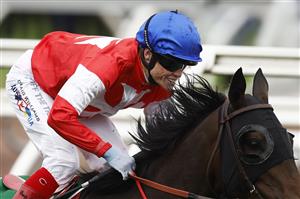 MELBOURNE, AUSTRALIA - OCTOBER 29:  Craig WIlliams rides #1 Icebath to win race eight the TAB Empire Rose Stakes during 2022 Penfolds Victoria Derby Day at Flemington Racecourse on October 29, 2022 in Melbourne, Australia. (Photo by Daniel Pockett/Getty Images)
