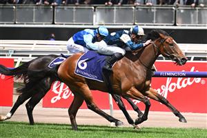MELBOURNE, AUSTRALIA - OCTOBER 29: James McDonald riding Zennzella winning Race 4, the Racing And Sports Wakeful Stakes, during 2022 Penfolds Victoria Derby Day at Flemington Racecourse on October 29, 2022 in Melbourne, Australia. (Photo by Vince Caligiuri/Getty Images)