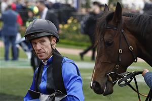 MELBOURNE, AUSTRALIA - OCTOBER 29: John Allen returns to scale after riding Asfoora to win race 9 the Furphy Sprint during 2022 Penfolds Victoria Derby Day at Flemington Racecourse on October 29, 2022 in Melbourne, Australia. (Photo by Darrian Traynor/Getty Images)