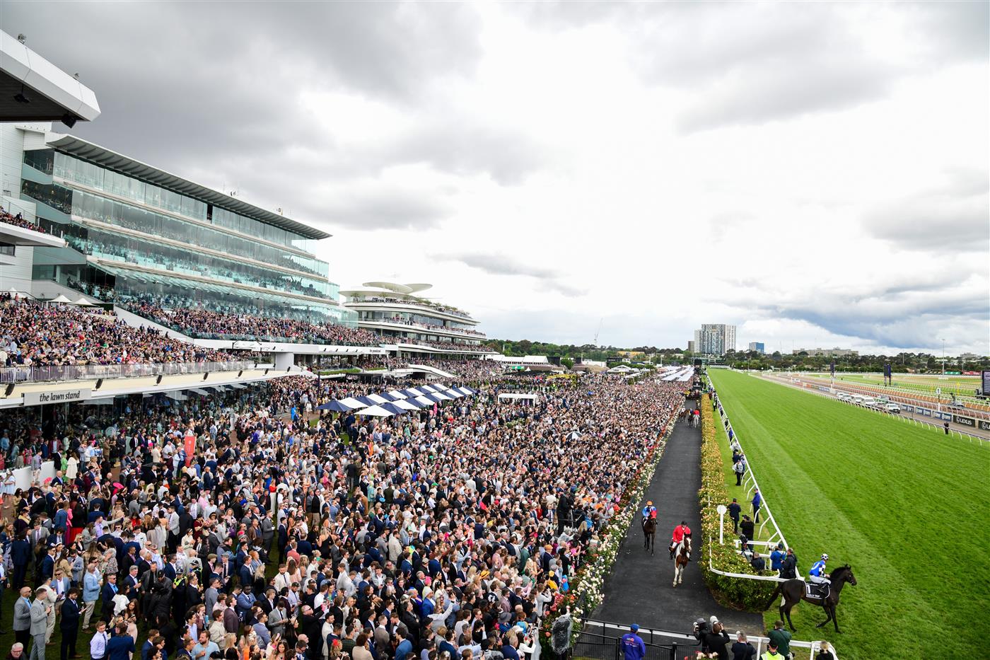 MELBOURNE, AUSTRALIA - NOVEMBER 01: Mark Zahra riding Gold Trip parades onto the tarck before winning Race 7, the Lexus Melbourne Cup, during 2022 Lexus Melbourne Cup Day at Flemington Racecourse on November 01, 2022 in Melbourne, Australia. (Photo by Vince Caligiuri/Getty Images)