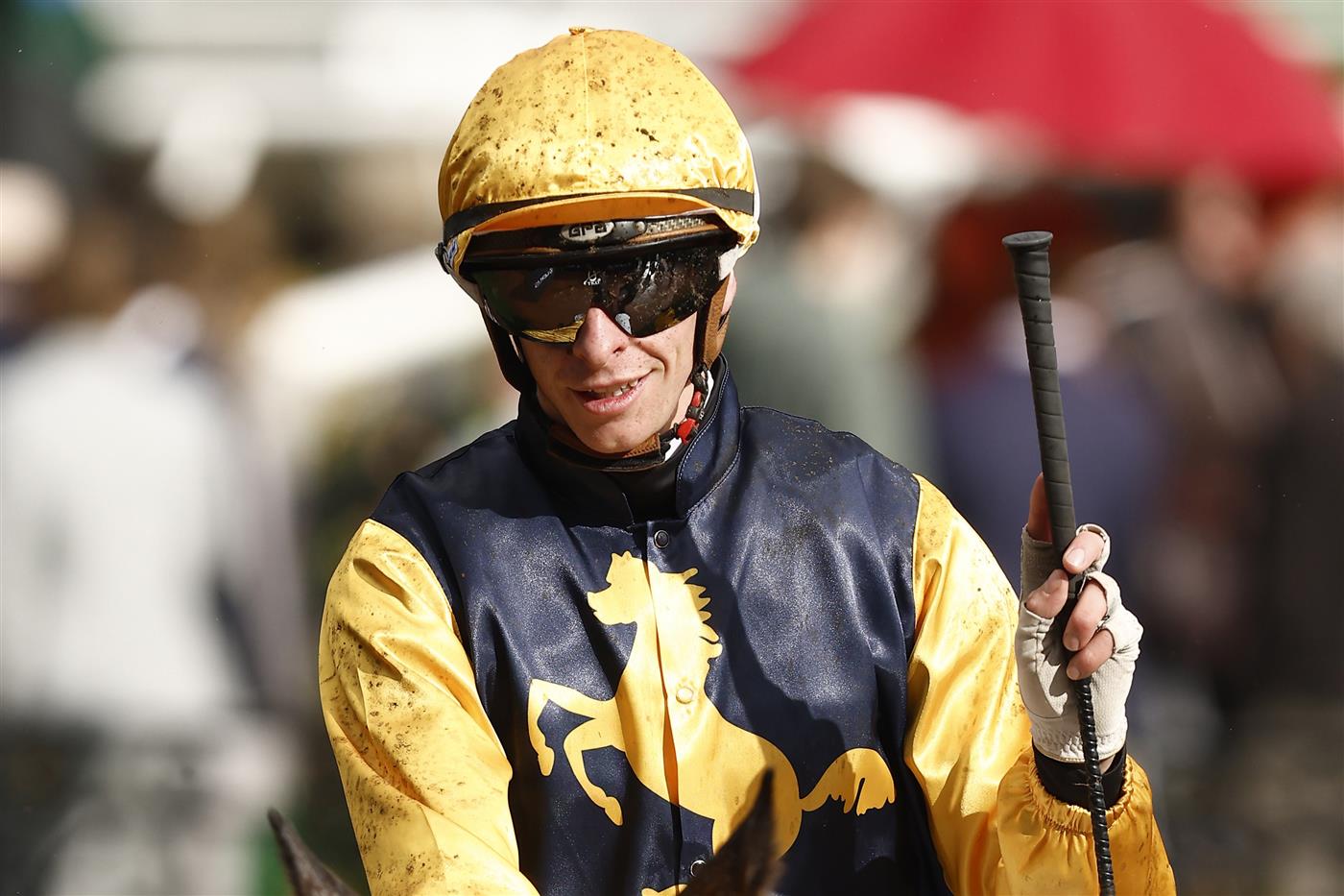 MELBOURNE, AUSTRALIA - NOVEMBER 01: Michael Dee returns to scale on Vespertine after winning race 2 the MSS Security Sprint  during 2022 Melbourne Cup Day at Flemington Racecourse on November 01, 2022 in Melbourne, Australia. (Photo by Darrian Traynor/Getty Images)