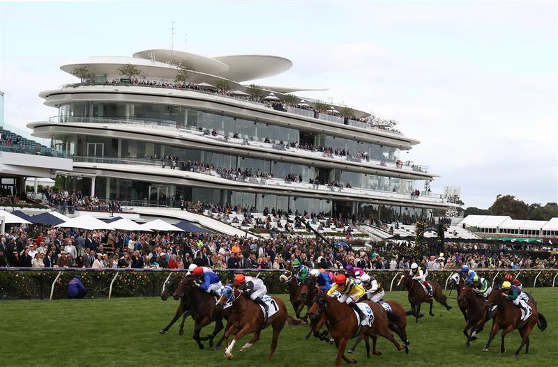MELBOURNE, AUSTRALIA - NOVEMBER 03: Jake Toeroek rides #7 Aitch To Oh to win the 10 News First Red Roses Stakes during 2022 Kennedy Oaks Day at Flemington Racecourse on November 03, 2022 in Melbourne, Australia. (Photo by Robert Cianflone/Getty Images)