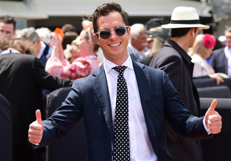 MELBOURNE, AUSTRALIA - NOVEMBER 03: Trainer Michael Kent Jnr reacts after Charm Stone won Race 2, the Darley Ottawa Stakes during 2022 Kennedy Oaks Day at Flemington Racecourse on November 03, 2022 in Melbourne, Australia. (Photo by Vince Caligiuri/Getty Images)