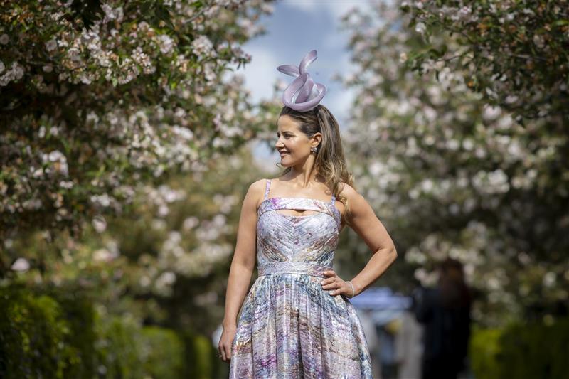MELBOURNE, AUSTRALIA - NOVEMBER 03: Jockey Michelle Pane poses during 2022 Oaks Day at Flemington Racecourse on November 03, 2022 in Melbourne, Australia. (Photo by Wayne Taylor/Getty Images for VRC)