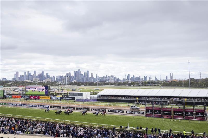 MELBOURNE, AUSTRALIA - NOVEMBER 03: Tommy Berry riding #1 She's Extreme to win Race 8, the Kennedy Oaks, during 2022 Kennedy Oaks Day at Flemington Racecourse on November 03, 2022 in Melbourne, Australia. (Getty)