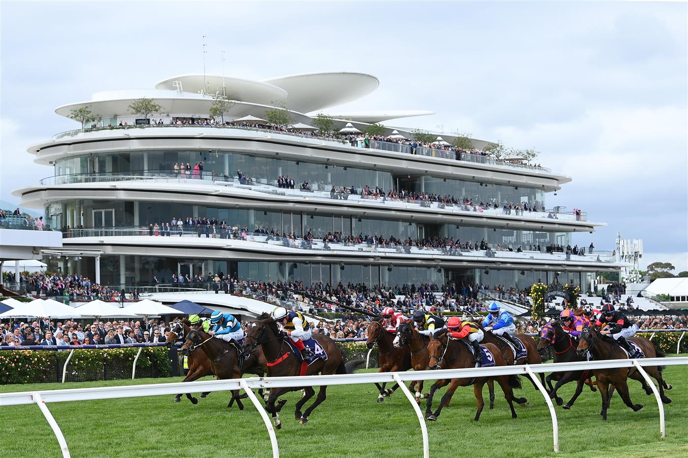 MELBOURNE, AUSTRALIA - NOVEMBER 03: Dean Yendall rides #14 Toregene to win the Melbourne Cup Carnival Country Final during 2022 Kennedy Oaks Day at Flemington Racecourse on November 03, 2022 in Melbourne, Australia. (Photo by Quinn Rooney/Getty Images)