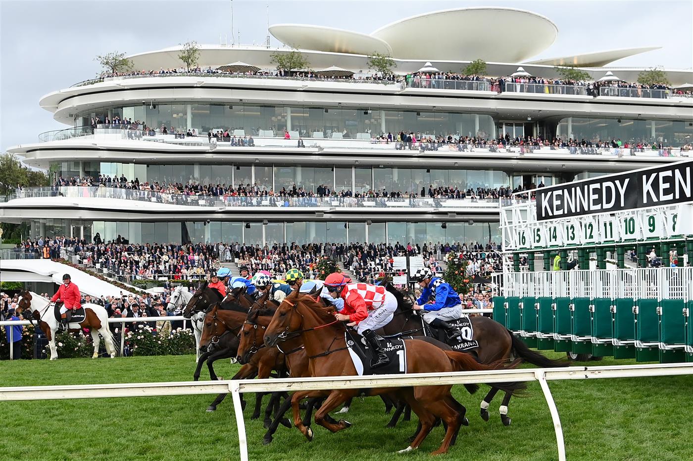 MELBOURNE, AUSTRALIA - NOVEMBER 03: Tommy Berry riding #1 She's Extreme to win Race 8, the Kennedy Oaks, during 2022 Kennedy Oaks Day at Flemington Racecourse on November 03, 2022 in Melbourne, Australia. (Getty)