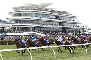 MELBOURNE, AUSTRALIA - NOVEMBER 03: Damien Lane rides Charm Stone to win race 2 the Darley Ottawa Stakes during 2022 Kennedy Oaks Day at Flemington Racecourse on November 03, 2022 in Melbourne, Australia. (Photo by Darrian Traynor/Getty Images)