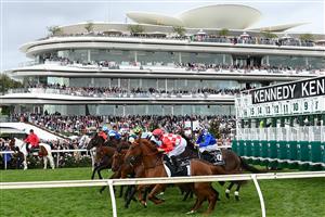 MELBOURNE, AUSTRALIA - NOVEMBER 03: Tommy Berry riding #1 She's Extreme to win Race 8, the Kennedy Oaks, during 2022 Kennedy Oaks Day at Flemington Racecourse on November 03, 2022 in Melbourne, Australia. (Getty)