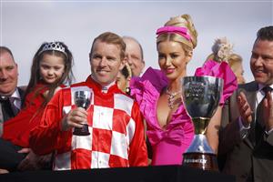 MELBOURNE, AUSTRALIA - NOVEMBER 03: Tommy Berry who rode #1 She's Extreme to win Race 8, the Kennedy Oaks, during 2022 Kennedy Oaks Day at Flemington Racecourse on November 03, 2022 in Melbourne, Australia. (Getty)