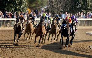 LEXINGTON, KENTUCKY - NOVEMBER 04: Irad Ortiz Jr a board Forte ( far left #4) runs to victory in the Breeders