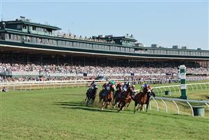 LEXINGTON, KENTUCKY - NOVEMBER 04: Horses run on turn one during the Breeders