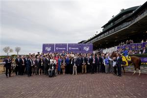 LEXINGTON, KENTUCKY - NOVEMBER 05: Jockey William Buick celebrates in the winner