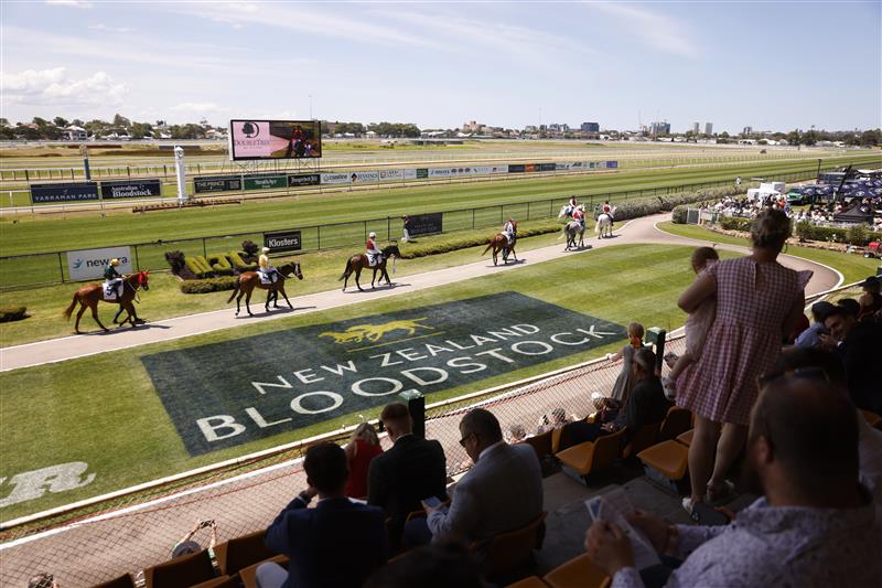 NEWCASTLE, AUSTRALIA - NOVEMBER 12: Riders head out for a race during Sydney Racing at Newcastle Racecourse on November 12, 2022 in Newcastle, Australia. (Photo by Mark Evans/Getty Images)