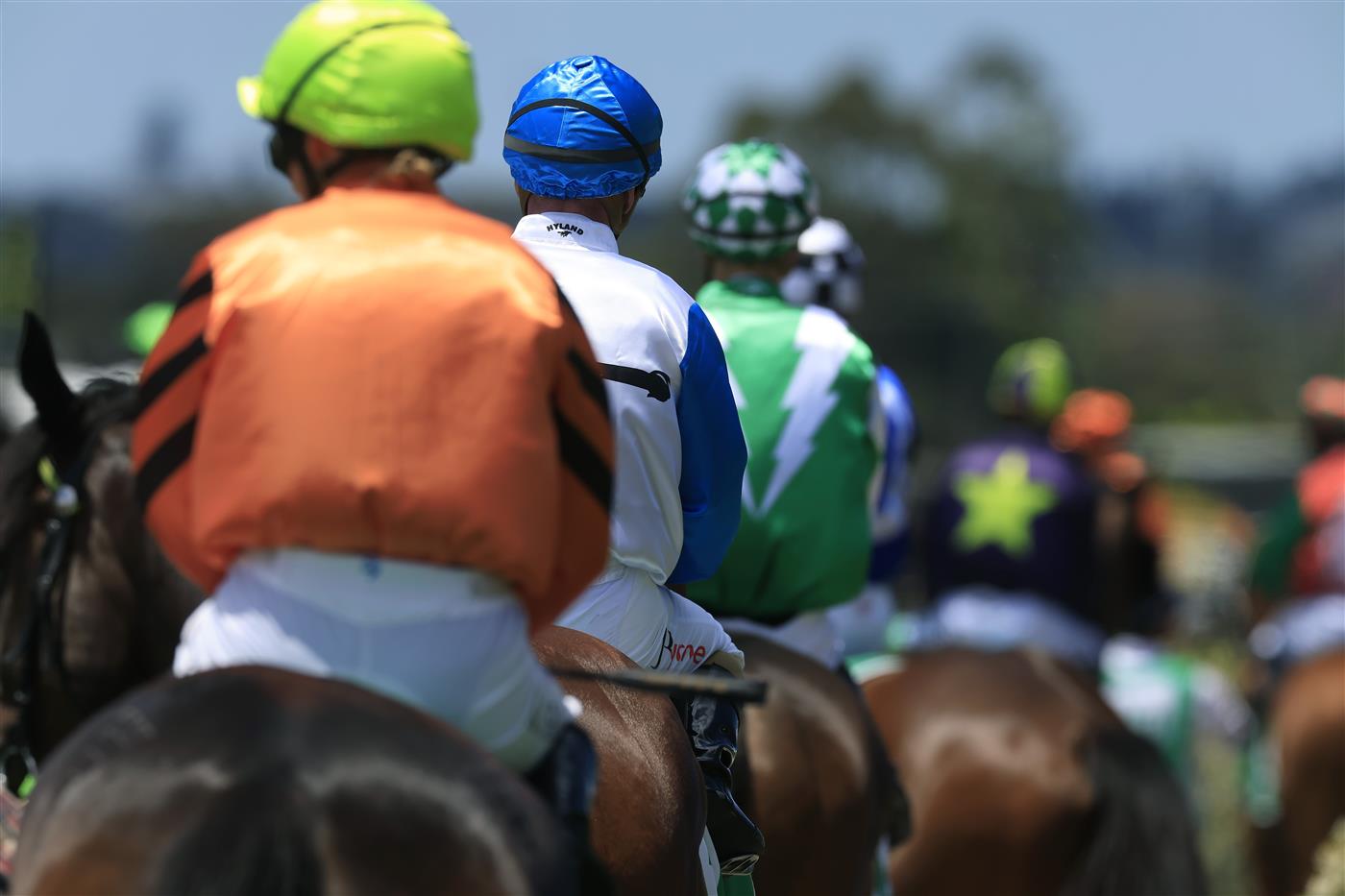NEWCASTLE, AUSTRALIA - NOVEMBER 12: Jockeys head out for a race during Sydney Racing at Newcastle Racecourse on November 12, 2022 in Newcastle, Australia. (Photo by Mark Evans/Getty Images)