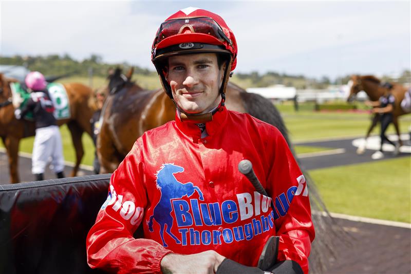 KEMBLA GRANGE, AUSTRALIA - NOVEMBER 19: Tyler Schiller looks on after winning race 5 the PFD Food Services F&M Benchmark 78 Handicap on Starboreta during Sydney Racing at Kembla Grange Racecourse on November 19, 2022 in Kembla Grange, Australia. (Photo by Mark Evans/Getty Images)