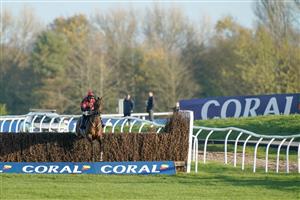 NEWBURY, ENGLAND - NOVEMBER 25: Connor Brace riding Paint The Dream clear the last to comfortably win The Coral Bet Bundles Handicap Chase at Newbury Racecourse on November 25, 2022 in Newbury, England. (Photo by Alan Crowhurst/Getty Images)