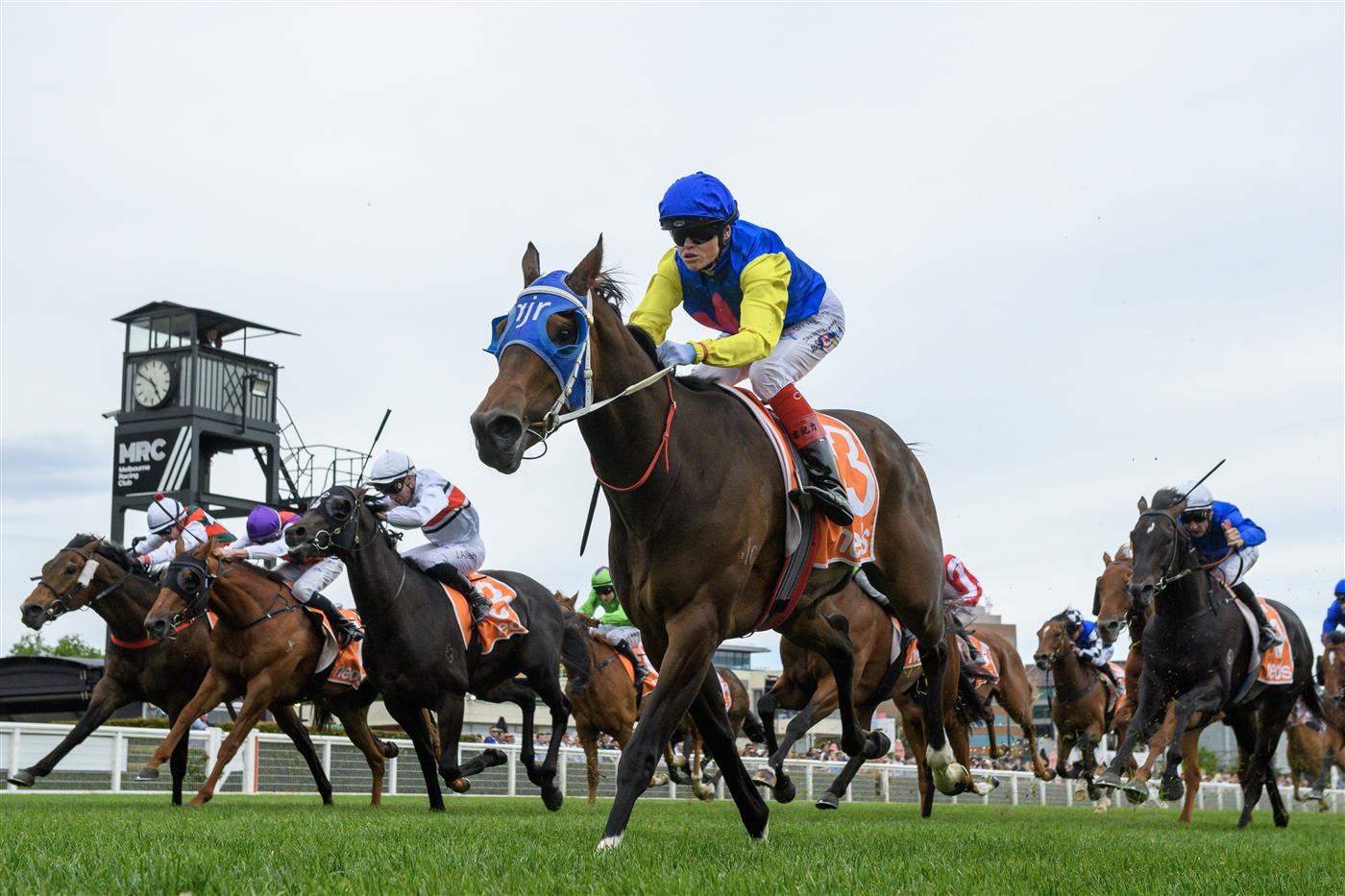 MELBOURNE, AUSTRALIA - NOVEMBER 26: Craig Williams riding See You In Heaven winning Race 8, the Neds Sandown Guineas, during Melbourne Racing at Caulfield Racecourse on November 26, 2022 in Melbourne, Australia. (Photo by Vince Caligiuri/Getty Images)