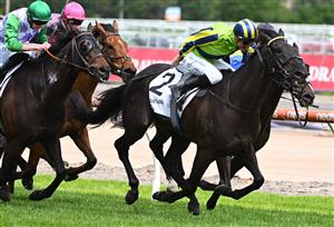 MELBOURNE, AUSTRALIA - NOVEMBER 26: Blake Shinn riding Milford winning Race 6, the Lamaro's Hotel Eclipse Stakes, during Melbourne Racing at Caulfield Racecourse on November 26, 2022 in Melbourne, Australia. (Getty)