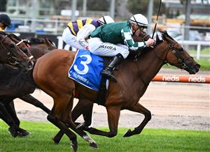 MELBOURNE, AUSTRALIA - NOVEMBER 26: Mark Zahra riding My Whisper winning Race 9, the Tile Importer Summoned Stakes, during Melbourne Racing at Caulfield Racecourse on November 26, 2022 in Melbourne, Australia. (Photo by Vince Caligiuri/Getty Images)