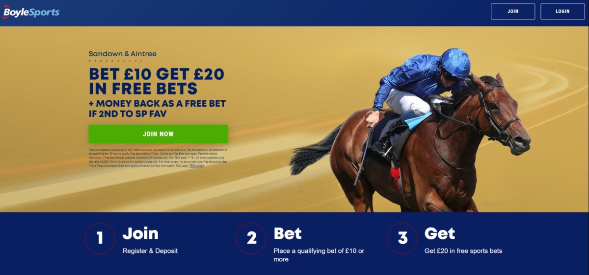 Boylesports Offer Money back offer at Sandown and Aintree
