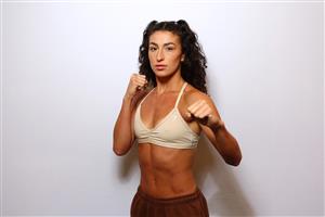 GOLD COAST, AUSTRALIA - DECEMBER 02: Jasmin Parr poses during the Ace Boxing Event weigh-ins at The Star Gold Coast on December 02, 2022 in Gold Coast, Australia. (Photo by Chris Hyde/Getty Images)