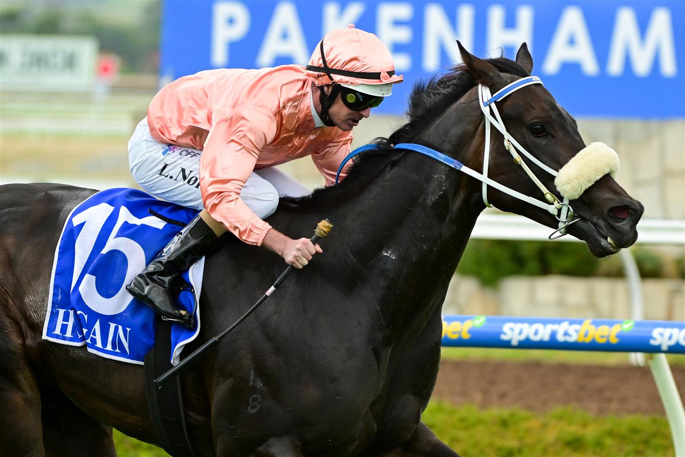 MELBOURNE, AUSTRALIA - DECEMBER 03: Luke Nolen riding Invincible Caviar winning Race 3, the Furphy Refreshing Ale Bm70 Handicap, during Melbourne Racing at Pakenham Racecourse on December 03, 2022 in Melbourne, Australia. (Photo by Vince Caligiuri/Getty Images)