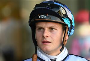 MELBOURNE, AUSTRALIA - DECEMBER 03: Ethan Brown riding Pal D'oro to win Race 8, the Racing.com VOBIS Gold Bullion, during Melbourne Racing at Pakenham Racecourse on December 03, 2022 in Melbourne, Australia. (Getty)