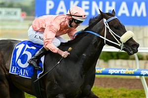 MELBOURNE, AUSTRALIA - DECEMBER 03: Luke Nolen riding Invincible Caviar winning Race 3, the Furphy Refreshing Ale Bm70 Handicap, during Melbourne Racing at Pakenham Racecourse on December 03, 2022 in Melbourne, Australia. (Photo by Vince Caligiuri/Getty Images)
