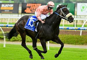 MELBOURNE, AUSTRALIA - DECEMBER 03: Luke Nolen riding Invincible Caviar winning Race 3, the Furphy Refreshing Ale Bm70 Handicap, during Melbourne Racing at Pakenham Racecourse on December 03, 2022 in Melbourne, Australia. (Photo by Vince Caligiuri/Getty Images)