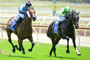 MELBOURNE, AUSTRALIA - DECEMBER 03: Matthew Cartwright riding Flash Feeling winning Race 1, the John Duff & Co Bm78 Handicap, during Melbourne Racing at Pakenham Racecourse on December 03, 2022 in Melbourne, Australia. (Photo by Vince Caligiuri/Getty Images)