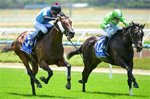 MELBOURNE, AUSTRALIA - DECEMBER 03: Matthew Cartwright riding Flash Feeling winning Race 1, the John Duff & Co Bm78 Handicap, during Melbourne Racing at Pakenham Racecourse on December 03, 2022 in Melbourne, Australia. (Photo by Vince Caligiuri/Getty Images)