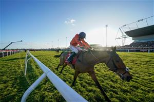 SUNBURY, ENGLAND - DECEMBER 26: Harry Cobden riding Bravemansgame clear the last to win The Ladbrokes King George VI Chase at Kempton Park Racecourse on December 26, 2022 in Sunbury, England. (Photo by Alan Crowhurst/Getty Images)