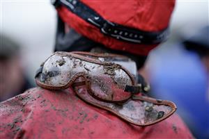 CHEPSTOW, WALES - DECEMBER 27: Muddy goggles at Chepstow Racecourse on December 27, 2022 in Chepstow, Wales. (Photo by Alan Crowhurst/Getty Images)