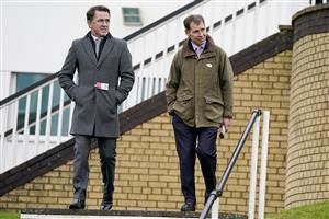 CHEPSTOW, WALES - DECEMBER 27: Sir AP McCoy (L) and Richard Johnson at Chepstow Racecourse on December 27, 2022 in Chepstow, Wales. (Photo by Alan Crowhurst/Getty Images)