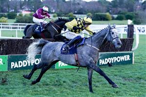 DUBLIN, IRELAND - DECEMBER 29: Paul Townend riding Gaillard Du Mesnil clear the last to win The Neville Hotels Novice Chase at Leopardstown Racecourse on December 29, 2022 in Dublin, Ireland (Photo by Alan Crowhurst/Getty Images)